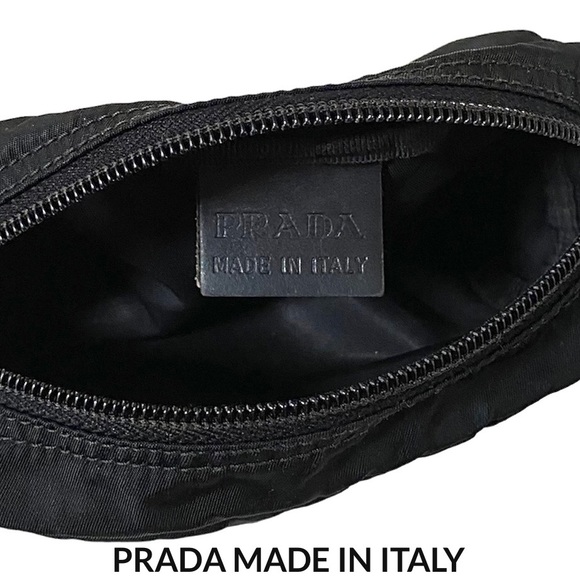 AUTHENTIC VINTAGE PRADA VELA TESSUTO NYLON SMALL ZIP COSMETIC BAG/POUCH, BLACK - Picture 12 of 16